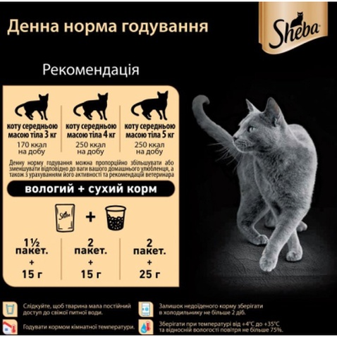 Вологий корм для кішок Sheba cig POU з домашньою птицею в соусі 85 г (4770608257293)