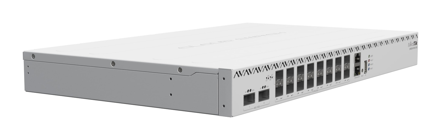 Комутатор MikroTik CRS518-16XS-2XQ-RM (2x100G QSFP28, 16x25G SFP28, 1xFE LAN, Dual PSU, L3)