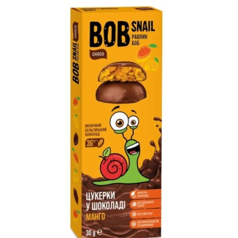Цукерка Bob Snail Манго Бельгійський молочний шоколад 30г (4820219341314)
