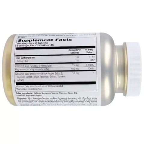 Мінерали KAL Таурат Магнію, Magnesium Taurate +, 400 мг, 90 таблеток (CAL-36975)