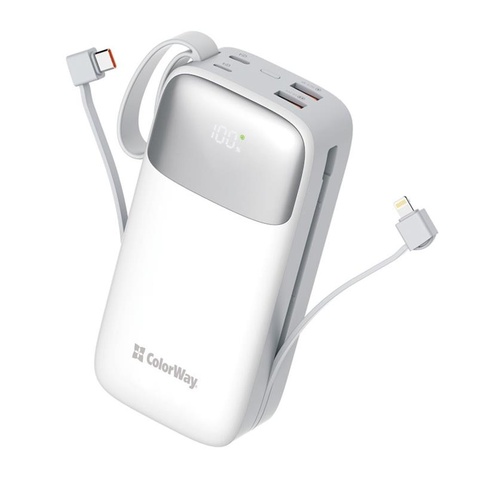 Зовнішній акумулятор ColorWay 30000mAh White (CW-PB300LPA4WT-PDD)