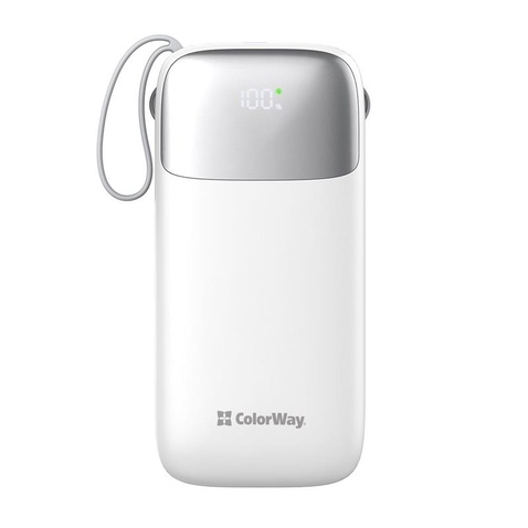 Зовнішній акумулятор ColorWay 30000mAh White (CW-PB300LPA4WT-PDD)