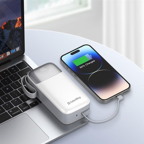 Зовнішній акумулятор ColorWay 30000mAh White (CW-PB300LPA4WT-PDD)