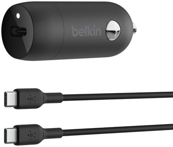 Автомобільний зарядний пристрій  Belkin BoostCharge 30W USB-C Car Charger with Type-C/Type-C (CCA004BT1MBK-B6)