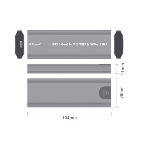 Кишеня зовнішня Dynamode M.2 SSD NVMe/SATA combo USB3.1 GEN2 USB-C (DM-CAD-SSD05)