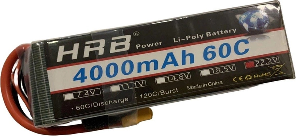 Акумулятор для дрона  HRB_ Lipo 6s 22.2V 4000mAh 60C Battery XT60 Plug (HR-4000MAH-6S-60C-XT60)