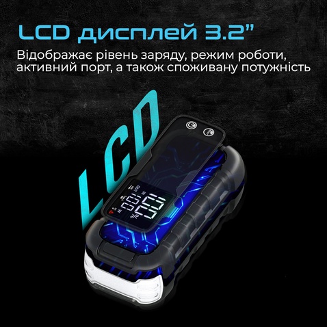 Пускозарядний пристрій  Promate SparkTank-20 20000 mAh 1000A/2000A Jump Starter DC USB-C 2xUSB-A Black (sparktank-20)
