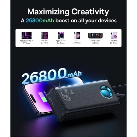 Зовнішній акумулятор Baseus Amblight 26800 mAh 65 W Black
