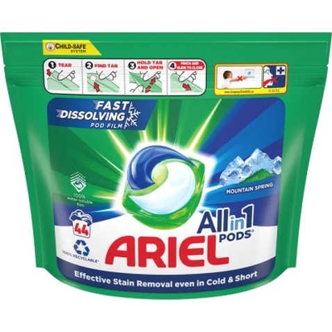 Капсули для прання Ariel Pods Все-в-1 Гірське джерело 44 шт. (8001090337108)