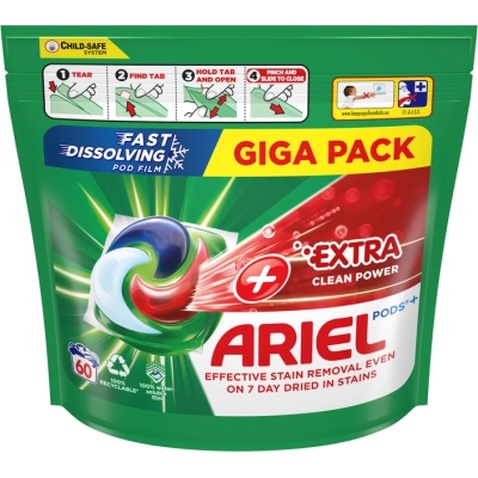 Капсули для прання Ariel Pods All-in-1 + Сила екстраочищення 60 шт. (8001090804969)