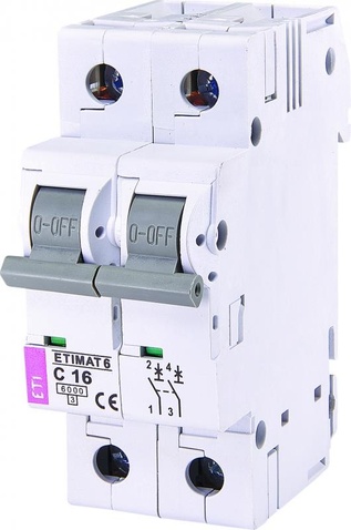 Автоматичний вимикач   ETI  ETIMAT 6  2p С 16А (6 kA) 2143516