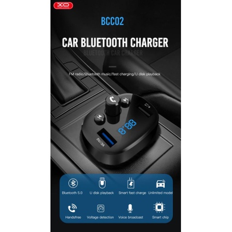 FM модулятор XO BCC-02 3.1A/2 USB Black (ВCC-02)