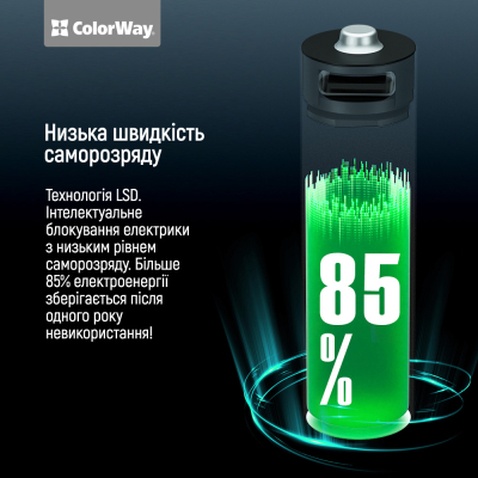 Акумулятор ColorWay AA USB-С 2220 mAh 1.5V (2шт) (Li-Polymer) (CW-UBAA-10)