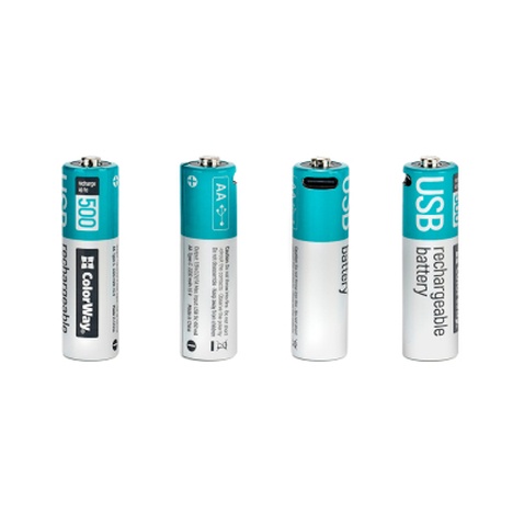 Акумулятор ColorWay AA USB-С 2220 mAh 1.5V (2шт) (Li-Polymer) (CW-UBAA-10)