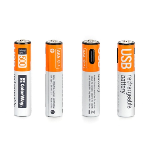 Акумулятор ColorWay AAА USB-С 590 mAh 1.5V (2шт) (Li-Polymer) (CW-UBAAA-09)