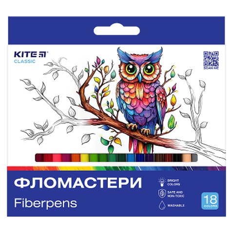 Фломастери Kite Classic 18 кольорів (K-448)
