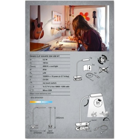 Настільна лампа LEDVANCE LED PANAN CLIP 5W 4000K (4058075747883)