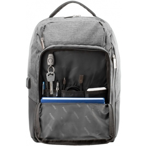 Рюкзак шкільний Optima 18" USB Techno унісекс 0.7 кг 26-35 л Сірий (O96913-03)