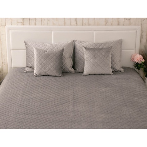 Покривало Руно двостороннє декоративне Velour Grey ромб 220х240 см (330.55_Grey ромб)