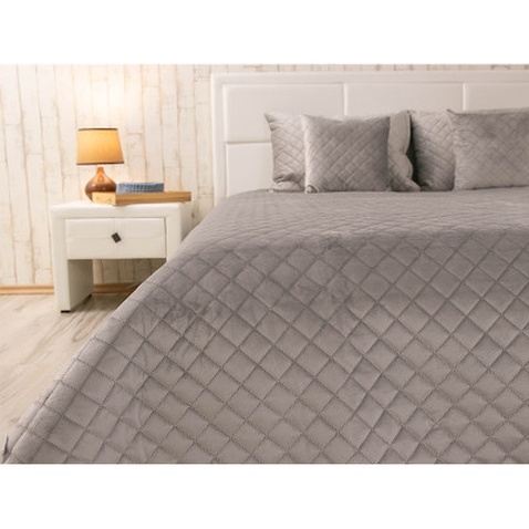 Покривало Руно двостороннє декоративне Velour Grey ромб 220х240 см (330.55_Grey ромб)