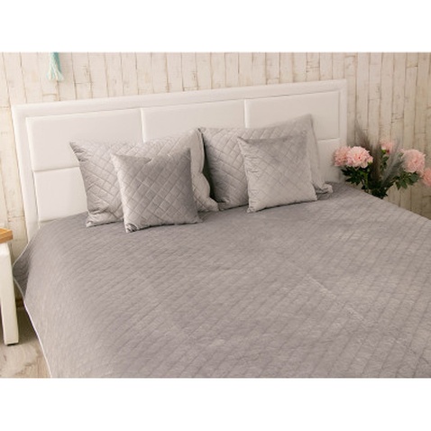 Покривало Руно двостороннє декоративне Velour Grey ромб 220х240 см (330.55_Grey ромб)