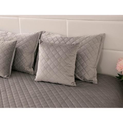 Покривало Руно двостороннє декоративне Velour Grey ромб 220х240 см (330.55_Grey ромб)