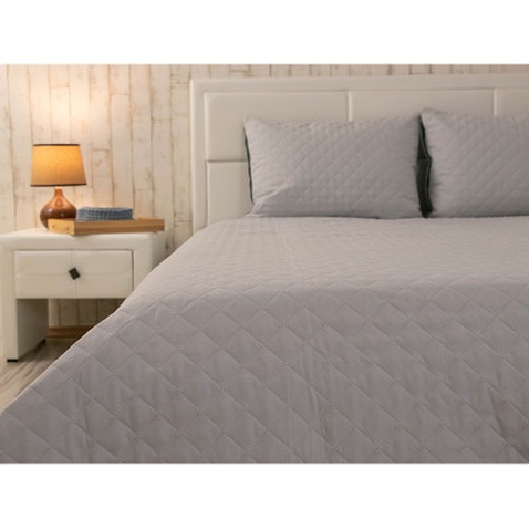 Покривало Руно двостороннє декоративне Velour Grey ромб 220х240 см (330.55_Grey ромб)
