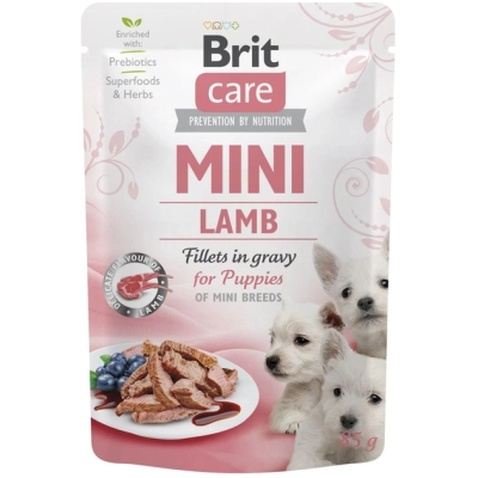 Вологий корм для собак Brit Care Mini для цуценят філе з ягням в соусі (8595602560318)
