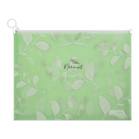 Папка - конверт Buromax на zip-блискавці А4 матовий напівпрозорий пластик, ARABESKI, зелений (BM.3975-04)