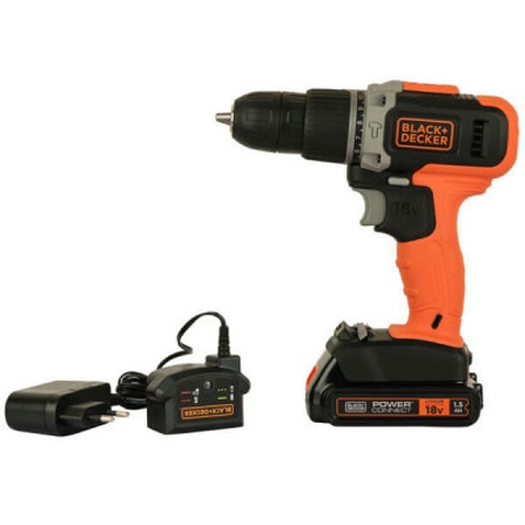 Шуруповерт Black&Decker 18 В, 1.5Ah, 45 Нм,0-360/0-1400 об/хв, 21000 уд/хв, 1.3 кг (BCD003C1)