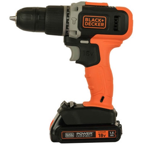 Шуруповерт Black&Decker 18 В, 1.5Ah, 45 Нм,0-360/0-1400 об/хв, 21000 уд/хв, 1.3 кг (BCD003C1)