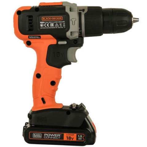 Шуруповерт Black&Decker 18 В, 1.5Ah, 45 Нм,0-360/0-1400 об/хв, 21000 уд/хв, 1.3 кг (BCD003C1)