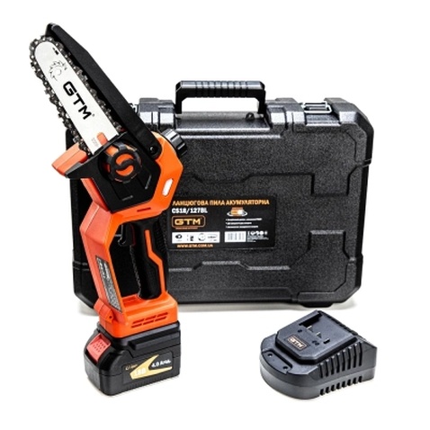 Ланцюгова пила GTM CS18/127BL, 18В, шина 5"/12,7см, 4Ah (CS18/127BL KIT)