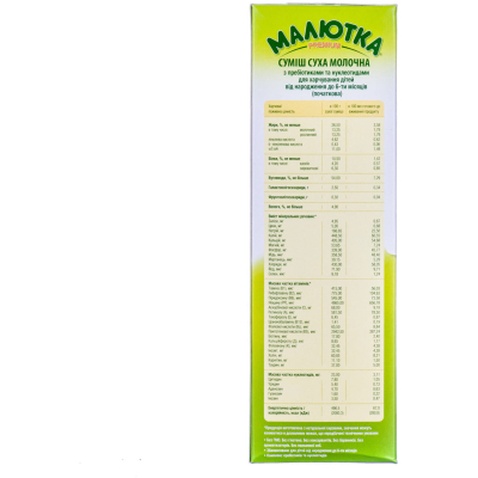 Дитяча суміш Малютка Premium 1 молочна з 0 мiсяцiв 350 г (4820199500084)