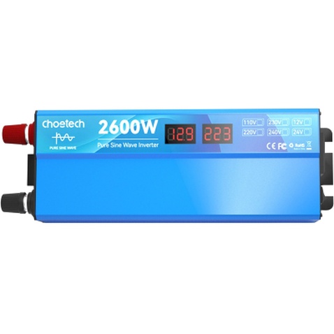 Автомобільний інвертор Choetech 12/220V 1300Вт, чиста синусоїда (CJ2600Q-V2)