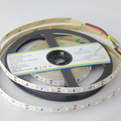 Світлодіодна стрічка LED-STIL 6000K 4,8 Вт/м 2835 60 діодів IP33 12 Вольт 550 lm (DFN2835-60A6-IP33)