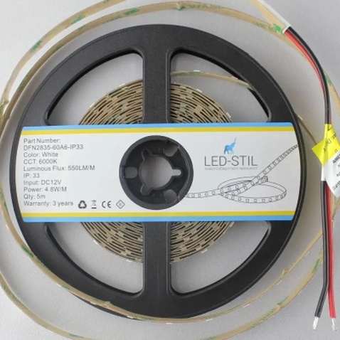 Світлодіодна стрічка LED-STIL 6000K 4,8 Вт/м 2835 60 діодів IP33 12 Вольт 550 lm (DFN2835-60A6-IP33)