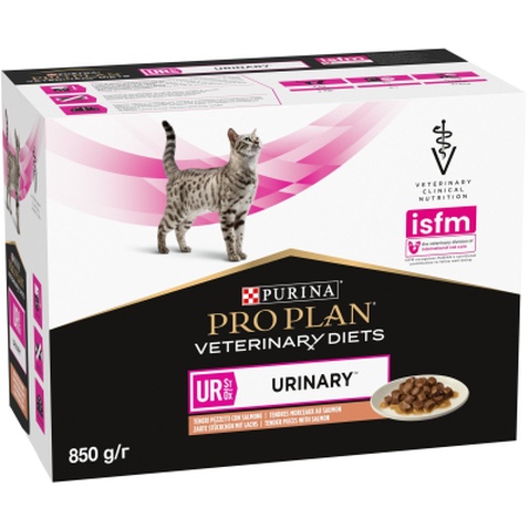 Вологий корм для кішок Purina Pro Plan Veterinary Diets UR ST/OX Urinary З лососем 10 x 85 г (8445290093851)