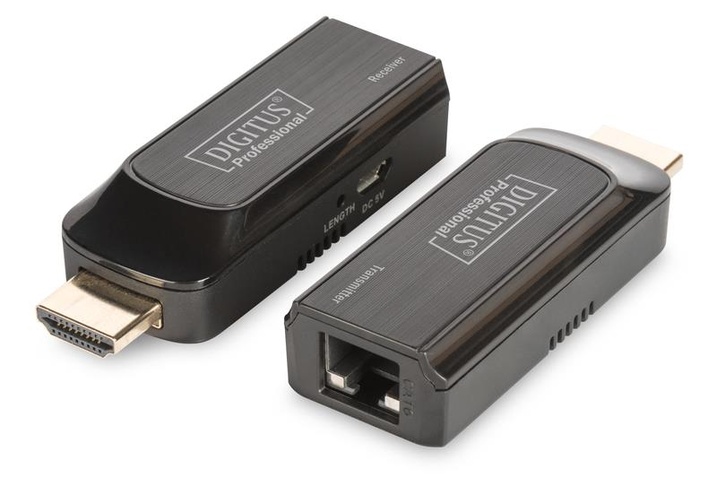 Подовжувач  DIGITUS mini HDMI extender over UTP 50m, USB powered, Black DS-55203