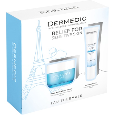 Набір косметики Dermedic Hydrain 3 Hyaluro Для зволоження шкіри Крем для обличчя SPF15 50 мл + Крем під очі 15 мл (5901643177775)