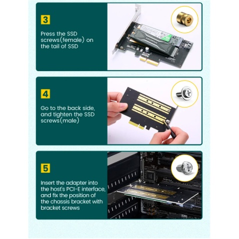 Контролер Ugreen PCI-E 3.0 for SSD M.2 NVMe + M.2 NGFF CM302 (70504)