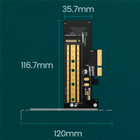 Контролер Ugreen PCI-E 3.0 for SSD M.2 (NVMe) x4 CM302 (70503)