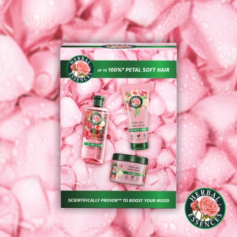 Набір косметики Herbal Essences Rose Petal Soft Шампунь 350 мл + Бальзам-ополіскувач 250 мл + Маска для волосся 300 мл (8700216614399)