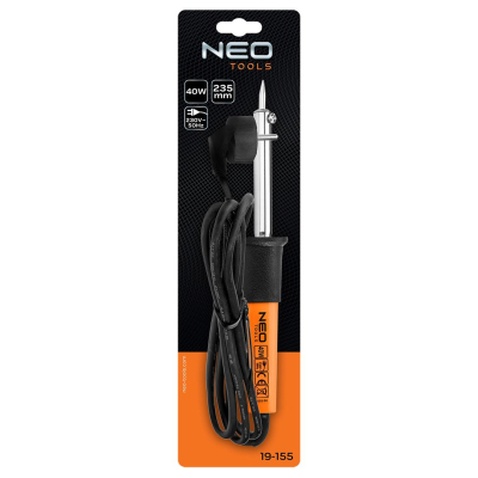 Паяльник електричний Neo Tools 40Вт 450°C нікельована мідь (19-155)