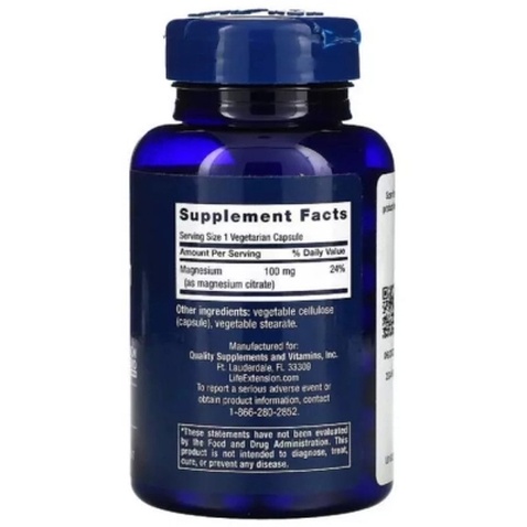 Мінерали Life Extension Цитрат Магнію, Magnesium (Citrate), 160 мг, 100 капсул (LEX-16821)