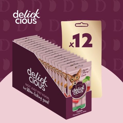 Ласощі для котів Delickcious Тунець з додаванням алое 4 х 15 г (4820269141605)
