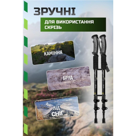 Трекінгові палиці PowerPlay 9106 Fika Black/Red 60-135 см (PP_9106_FIKA_Bl/Red)