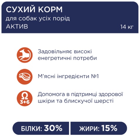 Сухий корм для собак Club 4 Paws Преміум. Актив 14 кг (4820083909559)