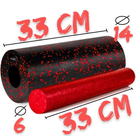 Масажний ролик PowerPlay PP-4348 2 in 1 EPP Foam Roller 33x14см Чорно/Червоний (PP_4348_Red_(33*14))