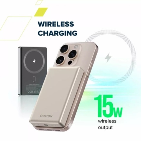 Батарея універсальна Canyon 10000mAh OnPower 510 slim Magsafe PD/20W Dark Grey (CNS-CPB510DG)